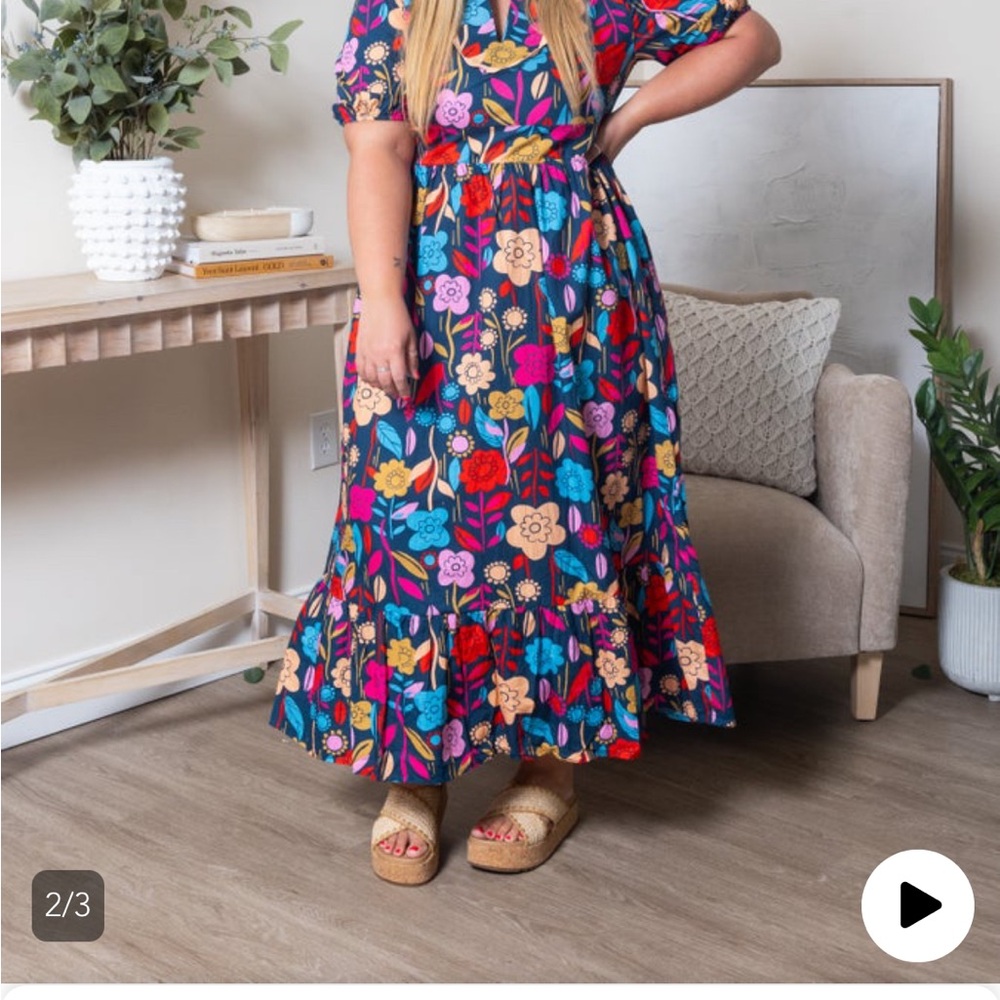 Colorful Floral Print Maxi Dress